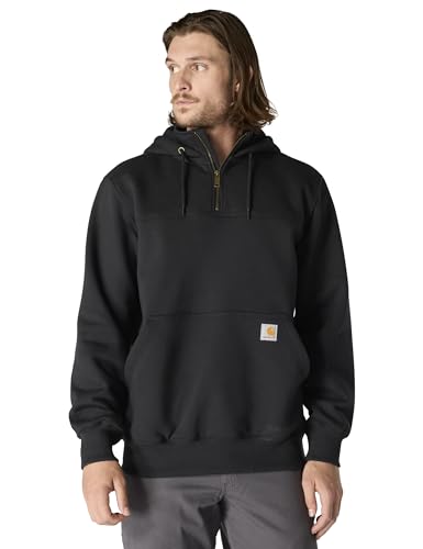 Carhartt Men's Rain Defender Paxton Heavyweight Hooded Zip Mock Neck Sweatshirt,Black,Large