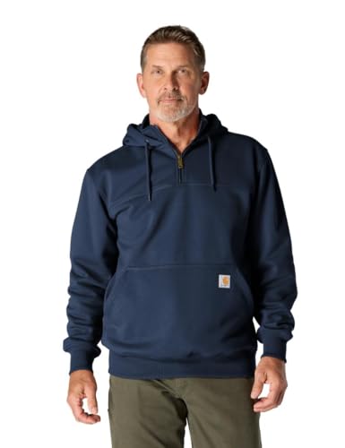 Carhartt Men's Rain Defender Paxton Heavyweight Hooded Zip Mock Neck Sweatshirt,New Navy,X-Large