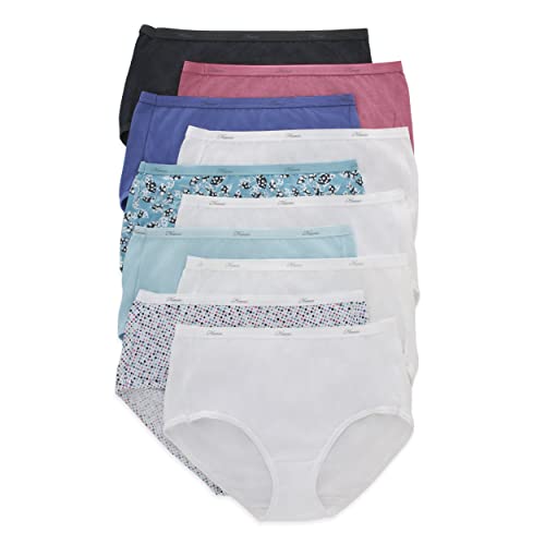 Hanes Women's Briefs Panties Pack, 100% Cotton Underwear, Moisture-Wicking Underwear, Ultra-Soft and Breathable, Tagless Multipack
