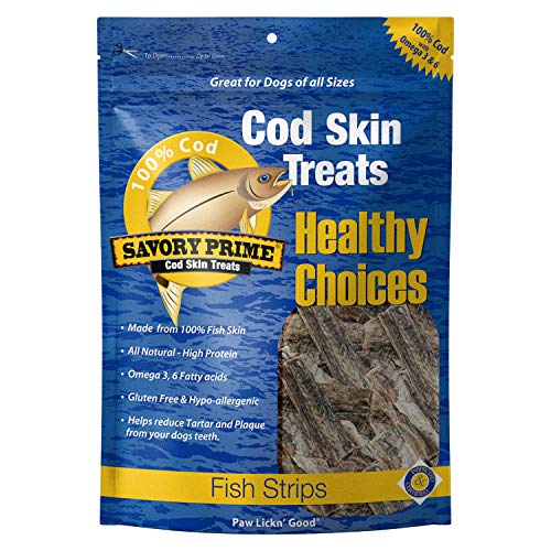 Savory Prime Cod Skin Fish Strips, 8-Ounce (49662008), All Breed Sizes