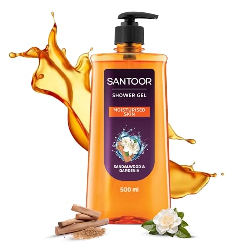 Santoor Moisturizing Shower Gel With Natural Sandalwood & Gardenia Extracts| For Men & Women| Moisturizing Body Wash With Glycerin | Suitable For All 