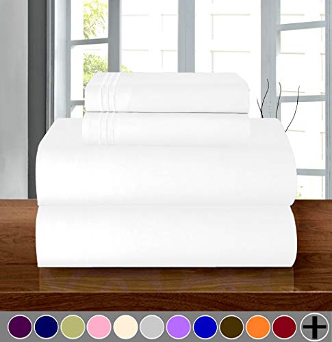 Elegant Comfort Luxury Soft 1500 Premier Egyptian 4-Piece Premium Hotel Quality Wrinkle Resistant Coziest Bedding Set, All Around Elastic Fitted Sheet, Deep Pocket up to 16inch, Full, White