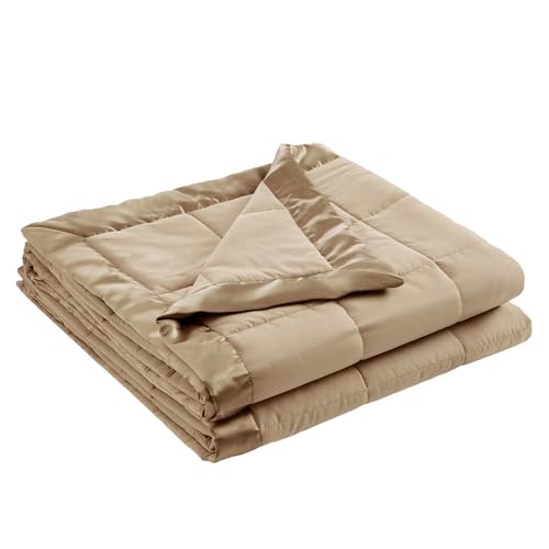 Madison Park Windom Down Alternative Blanket, Premium 3M Scotchgard Moisture Wicking Treatment, Lightweight and Soft Bed Cover For All Season, Satin Trim, Brown Full/Queen