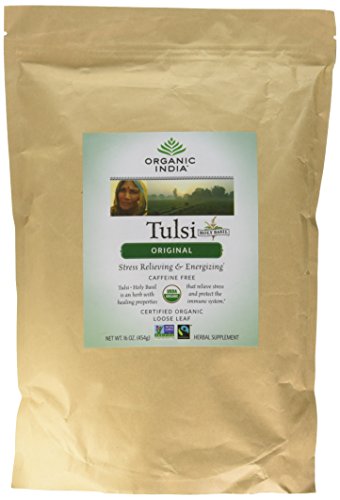 Organic India Tulsi Original Loose Leaf Herbal Tea - Immune Support, Vegan, Gluten-Free, Kosher, USDA Certified Organic, Non-GMO, Caffeine-Free, Healthy Stress-Relief & Uplift Mood - 1 lb Bag