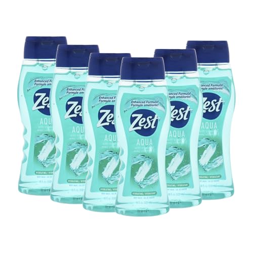 Zest Aqua Hydrating Body Wash, 18 Fl Oz (Pack of 6) - Moisturizing & Refreshing Shower Gel, Easily Lathers for a Relaxing Bubble Bath - Foaming & Exfoliating Skin Cleanser for a Smooth & Clean Skin