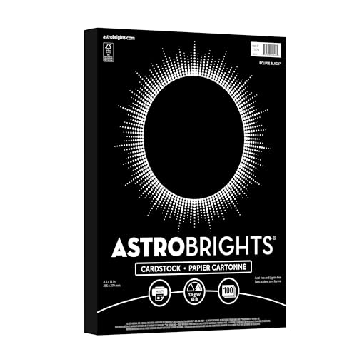 Astrobrights Color Cardstock, 65 lb Cover Weight, 8.5 x 11, Eclipse Black, 100/Pack