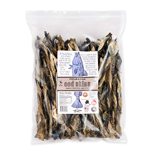 Polkadog Cod Skins for Dogs (2lb Regular) - Single Ingredient, Wild-Caught Fish Skin Dog Treats for All Breeds – High in Lean Protein & Omega-3. Hypoallergenic, Grain Free. Handcrafted & Made in USA