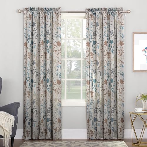 Sun Zero Kara Floral Print Energy Efficient Curtain Panel, 54&quot; x 84&quot;,...