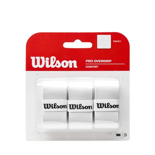 WILSON Tennis Racquet Pro Over Grip, White, Pack of 3