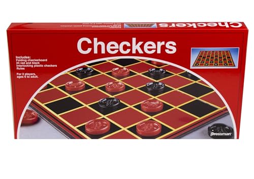 Pressman Checkers Classic Game With Folding Board And Interlocking