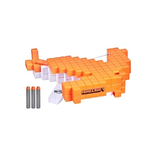 Nerf Minecraft arbalète à fléchettes Pillager's Crossbow, inclut 3 fléchettes Nerf Elite, Tire comme Une Vraie arbalète