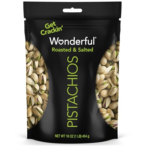 Wonderful Pistachios In Shell, Roasted & Salted Nuts, 16 Ounce Resealable Bag, Protein Snacks, Gluten Free, Healthy Lunch Snacks, Pantry Staples