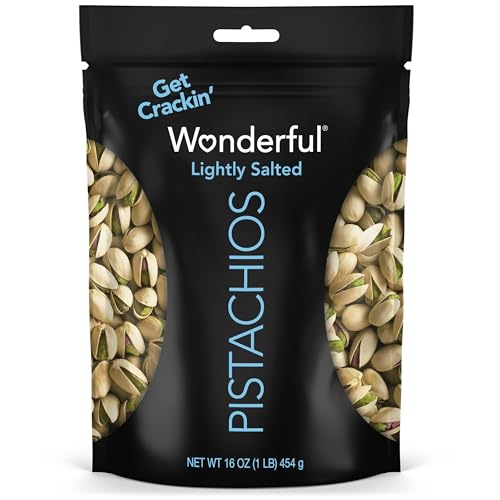 Wonderful Pistachios In Shell, Lightly Salted Nuts, 16 Ounce Resealable Bag, Protein Snacks, Gluten Free, Healthy Food, Office Snacks