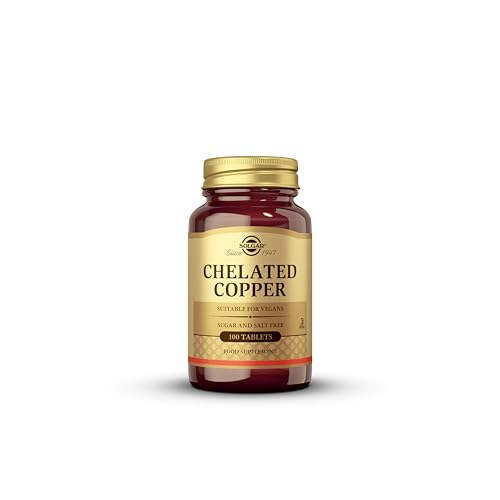 Solgar Chelated Copper, 100 Tablets - Essential for Collagen Formation - Highly Bioavailable Form - Supports Connective Tissue - Non-GMO, Vegan, Gluten Free, Dairy Free, Kosher - 100 Servings