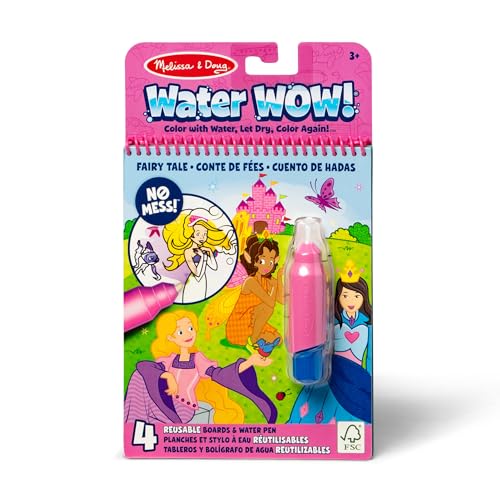 Melissa & Doug On The Go Water Wow! Mess Free Coloring Book, Reusable Water-Reveal Activity Pad, Fairy Tale, Travel Toys, Party Favors, for Toddlers & Kids Ages 3+ - FSC Certified