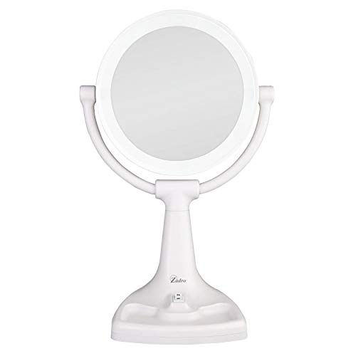 Zadro 11" W Max Bright Fluorescent Lighted Makeup Mirror with Magnification 10X/1X Swivel Head Tray Makeup Light Mi