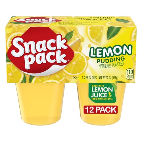 Snack Pack Lemon Pudding Cups, Lunchbox Snack, 13 Ounce (Pack of 12)