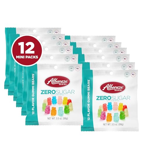 Albanese World's Best Zero Sugar 12 Flavor Gummi Bears | 3.5oz Bag of Candy - Pack of 12 | Sugar Free, Soft and Chewy Gummy | Cherry, Strawberry and More | Great for Sugar Conscious Adults and Kids