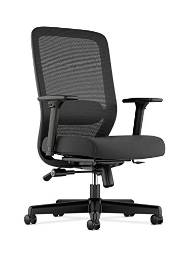 basyx by HON Mesh Task Chair - Mesh High-Back Computer Chair with Leather Seat for Office Desk, Black (HVL721)