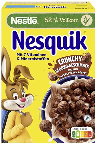 🔥 STARKER PREIS (-34%) Nesquik Nestlé Nesquik Knusper-Frühstück, Schoko Cerealien mit Vollkorn, 1er Pack (1x 330g)