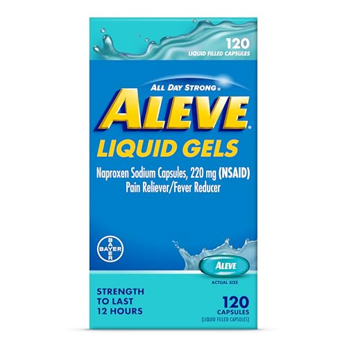 Aleve Liquid Capsules, Naproxen Sodium Capsules 220 mg (NSAID), Pain Reliever/Fever Reducer, Fast Pain Relief, 120 Count