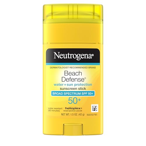 Neutrogena Beach Defense Sunscreen Stick SPF 50, Hands-Free Application, Hawaii Reef Act 104 Compliant, Octinoxate & Oxybenzone Free, Sunscreen for Face & Body, Travel Size, 1.5 oz