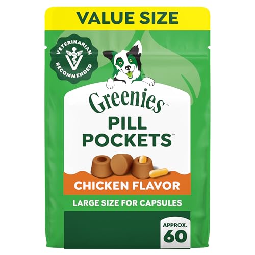 Greenies Pill Pockets for Dogs Large Size, Soft Dog Treats, Chicken Flavor, 15.8 oz. Pouch (60 Treats)