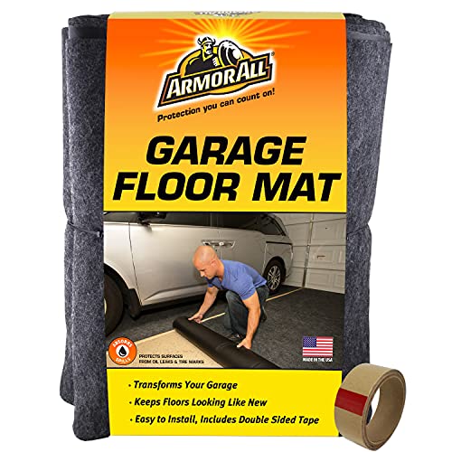 Armor All Original Garage Floor Mat, (17' x 7'4"), (Includes Double Sided Tape), Protects Surfaces, Transforms Garage - Absorbent/Waterproof/Durable (USA Made) (Charcoal)