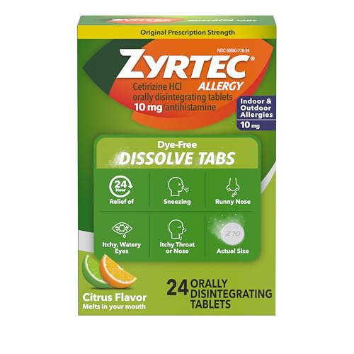 Zyrtec 24 Hour Allergy Relief Dye-Free Dissolve Tabs 10mg 24ct