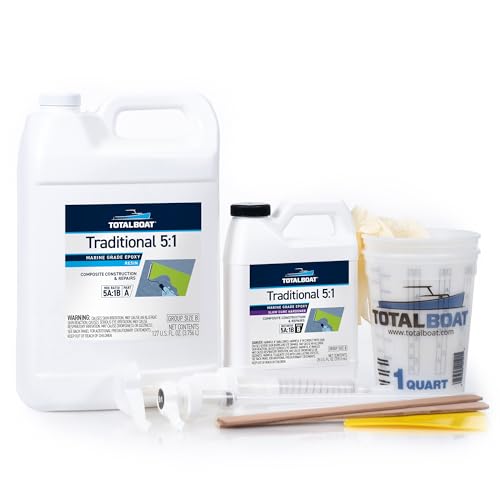 TotalBoat 5:1 Marine Epoxy Resin Kit for Bonding, Filleting, Coating, and Laminating - Use for Fiberglass, Wood, Carbon Fiber, Boat Building, Repairs, Woodworking (Gallon, Slow Hardener, Pumps)
