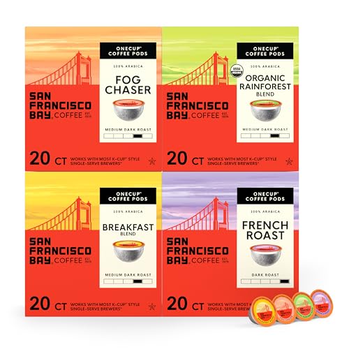 San Francisco Bay Compostable Coffee Pods - Original Variety Pack (80 Ct) K Cup Compatible including Keurig 2.0, French, Breakfast, Fog, Organic Rainforest