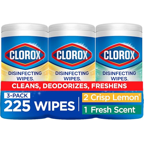 Clorox Disinfecting Wipes Value Pack, Household Essentials, Dorm Room Essentials, 75 Count, Pack of 3 (Package May Vary)