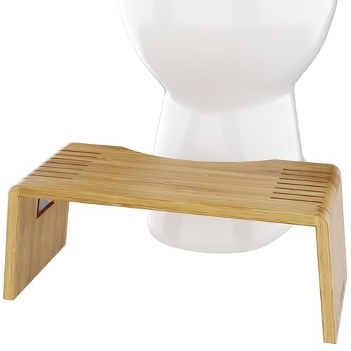 Squatty Potty Oslo Folding Bamboo Toilet Stool – 7 Inches, Collapsible Bathroom Stool for Kids and Adults – Brown, Portable and Space-Saving