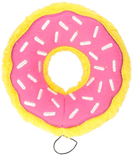 ZippyPaws Donutz - No Stuffing Dog Toys to Keep Them Busy, for Small and Medium Dogs, Squeaky Pet Toy for Boredom, Unstuffed Chew Toy, Soft Plush Puppy Products, Funny Food Toy - Strawberry Donut