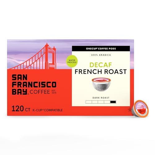 San Francisco Bay Compostable Coffee Pods - DECAF French Roast (120 Ct) K Cup Compatible including Keurig 2.0, Dark Roast, Swiss Water Processed