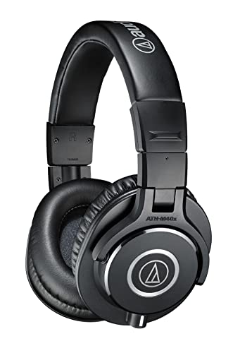 Audio-Technica ATH-M40x Professional Studio Monitor Headphone, Black, With Cutting Edge Engineering, 90 Degree Swiveling Earcups, Pro-grade Earpads/Headband, Detachable Cables Included