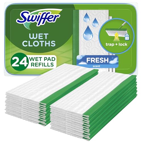 Swiffer Sweeper Wet Mopping Cloths, Mops for Floor Cleaning, Open-Window Fresh, 24 Count