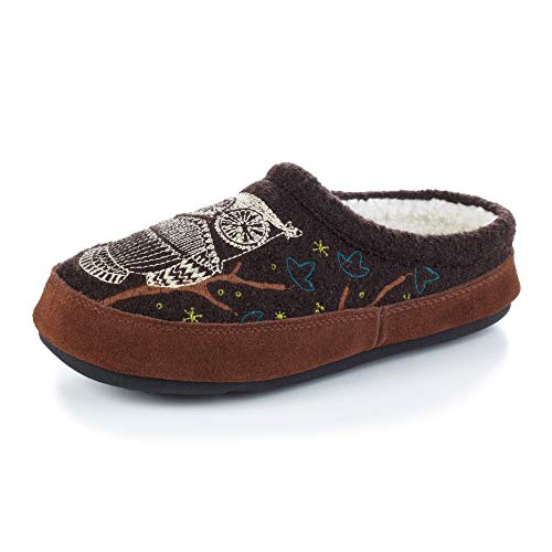 Acorn Women's Slipper with Berber Lining, Suede Siding and Durable Non-Slip Indoor/Outdoor Sole, Chocolate, 8-9