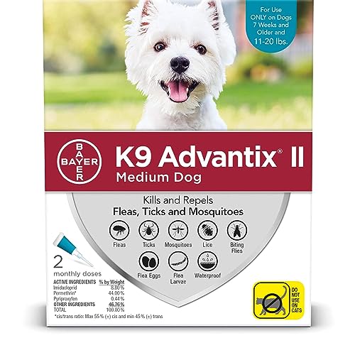 K9 Advantix II Medium Dog Vet-Recommended Flea, Tick & Mosquito Treatment & Prevention | Dogs 11-20 lbs. | 2-Mo Supply