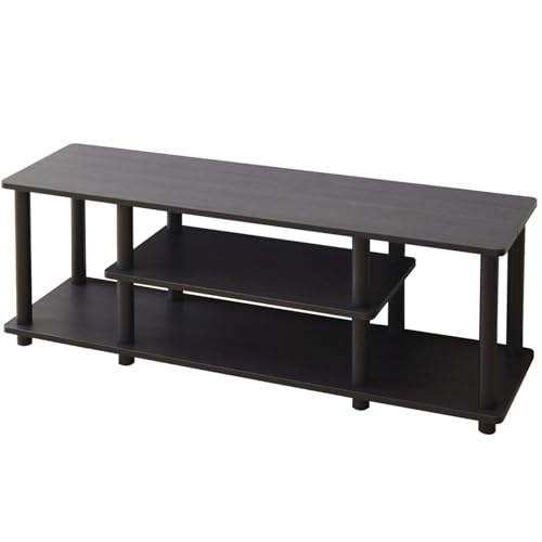 山善 テレビ台 43型対応 幅111.5×奥行29.5×高さ41.5cm A4対応 かんたん組立 工具不要 収納棚 ダークブラウン/ブラック YWTV-1130(DBR3/BK)