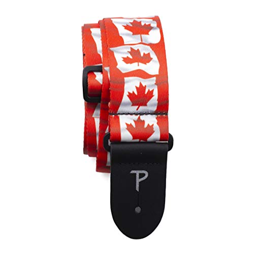 Perri's Leathers Ltd.- Guitar Strap- Polyester-Canada Flag- Adjustable - For Acoustic/Bass/Electric Guitars - Made in Canada (LPCP-2014)