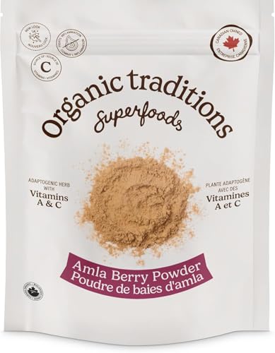 Organic Traditions Organic Amla Berry Powder, Powdered Amla Indian Gooseberry, Non-GMO Organic Powdered Fruit Superfood, 7oz (200g) Bag