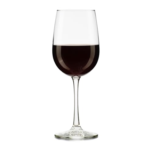 Libbey Vina Tall Wine Glasses Set, All Purpose Red and White Wine Glasses Set of 12, 16 Fluid Ounces, Professional Grade