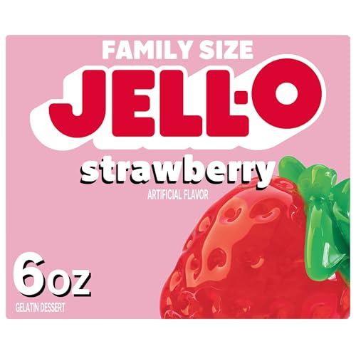 Jell-O Strawberry Gelatin Dessert Mix, Family Size, 6 oz Box