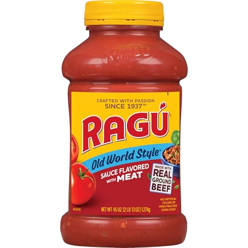 Ragu Old World Style Sauce Flavored with Meat, Made with Olive Oil, Perfect for Italian Style Meals at Home, 45 OZ