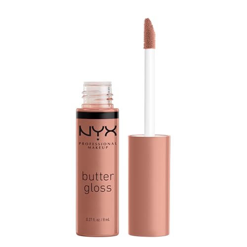 NYX Professional Makeup Lip Gloss, Butter Gloss, Non-sticky formula, Easy Application, Leaves Your Lips Feeling Silky Smooth, Glossy Finish, Shade Madeleine, 8ml