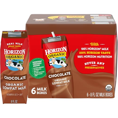 Horizon Organic Shelf Stable 1% Lowfat Chocolate Milk Boxes, Pack of 6 - 8g Protein per Serving : Grocery & Gourmet Food