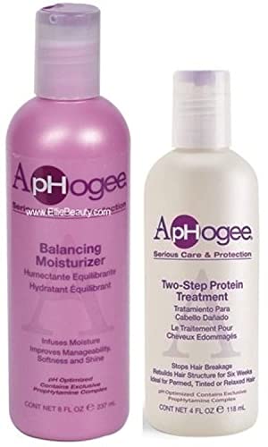 Aphogee Hair Care Double Bundle – Two-Step Protein Treatment (4 fl oz) & Balancing Moisturizer (8 fl oz)