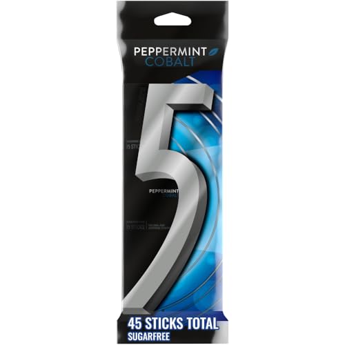 5 GUM Peppermint Cobalt Sugar Free Chewing Gum Bulk, 15 Ct (3 Pack)