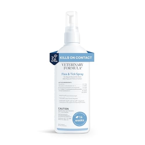 Veterinary Formula Flea and Tick Spray for Dogs, 8 oz – Easy-to-Use Dog Flea Spray, Kills on Contact, Prevents Egg & Larval Development for 14 weeks